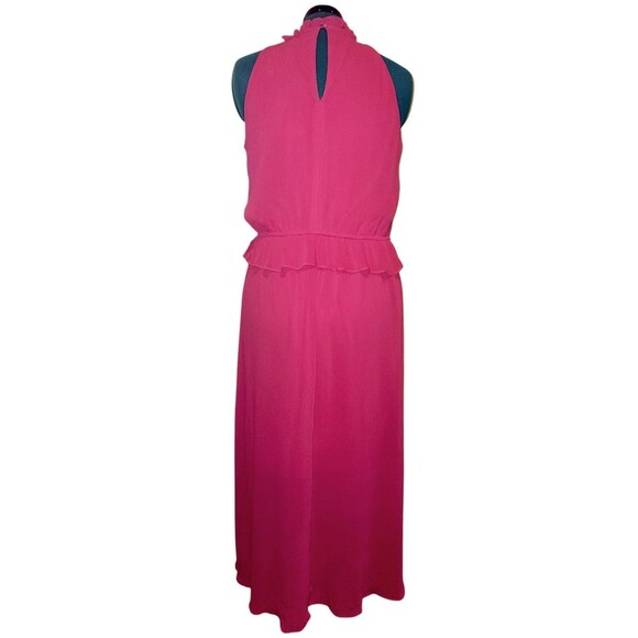 Sam Edelman Women NEW Satin Sleeveless MIDI Glam Mobwife Dress Fushia Pink SZ 10 - Picture 8 of 8